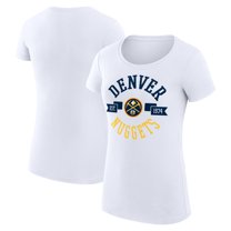 Women's G-III 4Her by Carl Banks White Denver Nuggets Super-Slim Fit Lightweight Large City Logo T-Shirt