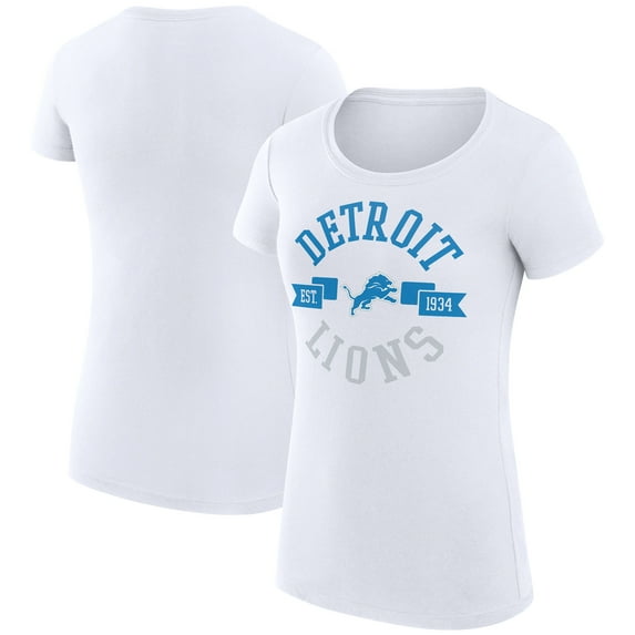 Women's G-III 4Her by Carl Banks White Detroit Lions Super-Slim Fit Lightweight City Team Graphic Lightweight Crewneck