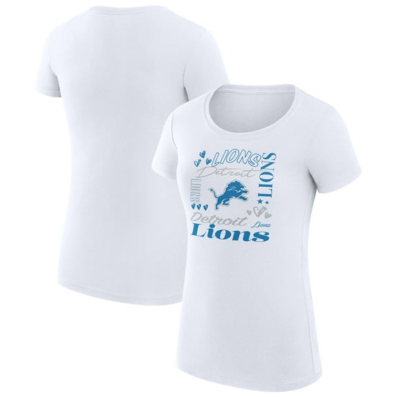 Women's G-III 4Her by Carl Banks White Detroit Lions Super-Slim Fit Lightweight Collage Team T-Shirt