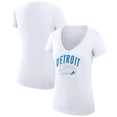 thumbnail image 1 of Women's G-III 4Her by Carl Banks White Detroit Lions Filigree Logo Lightweight V-Neck Fitted T-Shirt, 1 of 3