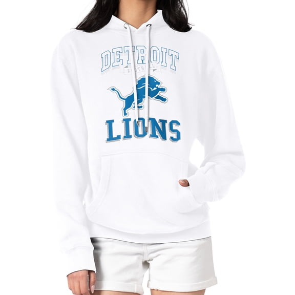 Women's G-III 4Her by Carl Banks White Detroit Lions Team Logo Graphic Fleece Tri-Blend Pullover Hoodie