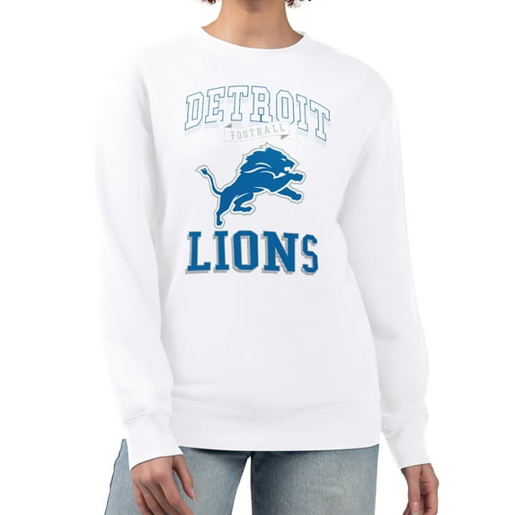 Women's G-III 4Her by Carl Banks White Detroit Lions Team Logo Graphic Tri-Blend Pullover Sweatshirt
