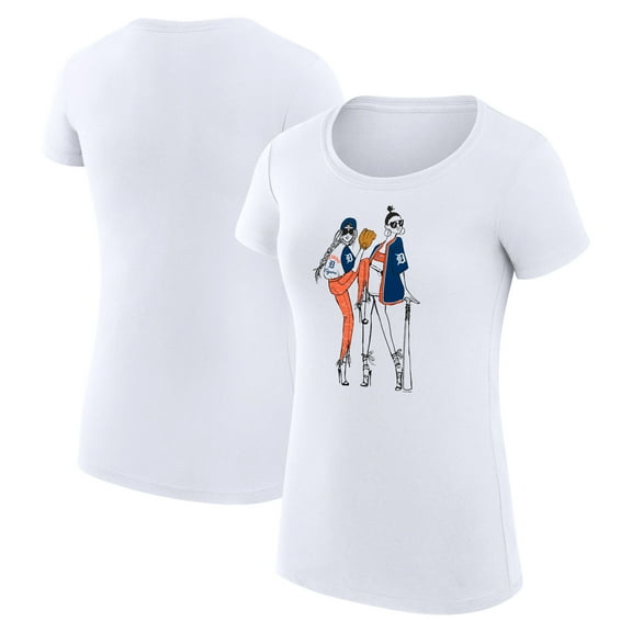 Women's G-III 4Her by Carl Banks White Detroit Tigers Super-Slim Fit Lightweight Baseball Girls T-Shirt