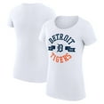 thumbnail image 1 of Women's G-III 4Her by Carl Banks White Detroit Tigers Super-Slim Fit Lightweight City Graphic T-Shirt, 1 of 5