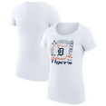 thumbnail image 1 of Women's G-III 4Her by Carl Banks White Detroit Tigers Super-Slim Fit Lightweight Collage Team Graphic Crew Neck T-Shirt, 1 of 5