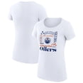 thumbnail image 1 of Women's G-III 4Her by Carl Banks White Edmonton Oilers Super-Slim Fit Lightweight Collage Team Graphic T-Shirt, 1 of 3