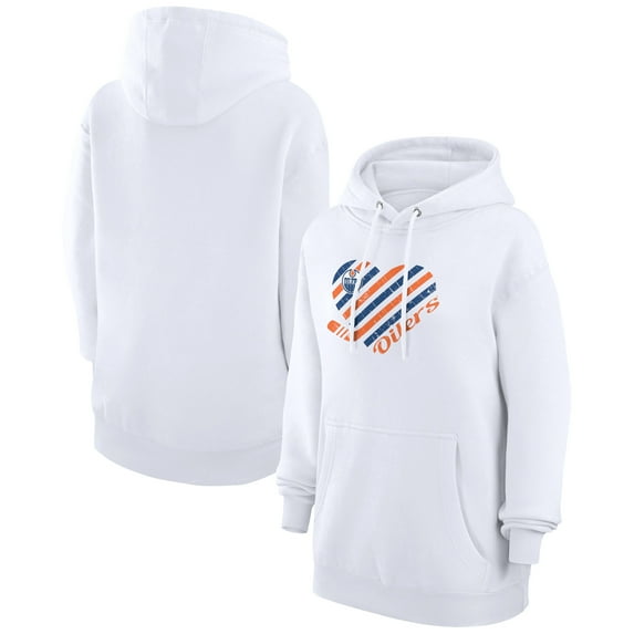 Women's G-III 4Her by Carl Banks White Edmonton Oilers Heart Pullover Hoodie
