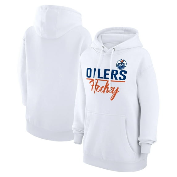 Women's G-III 4Her by Carl Banks White Edmonton Oilers Team Fleece Pullover Hoodie
