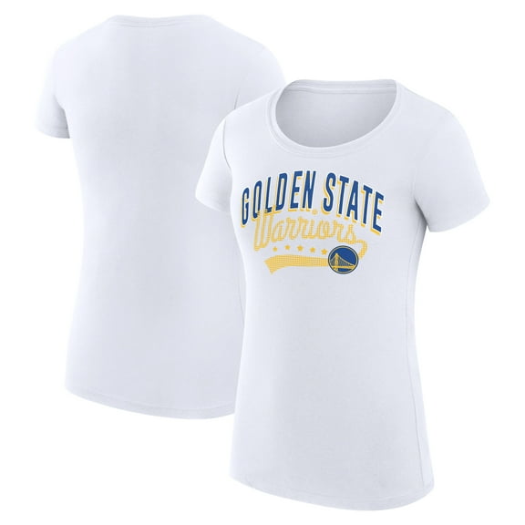 Women's G-III 4Her by Carl Banks White Golden State Warriors Super-Slim Fit Lightweight Filigree Logo T-Shirt