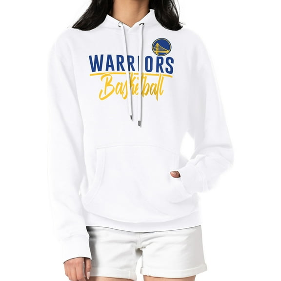 Women's G-III 4Her by Carl Banks White Golden State Warriors Graphics Fleece Pullover Hoodie