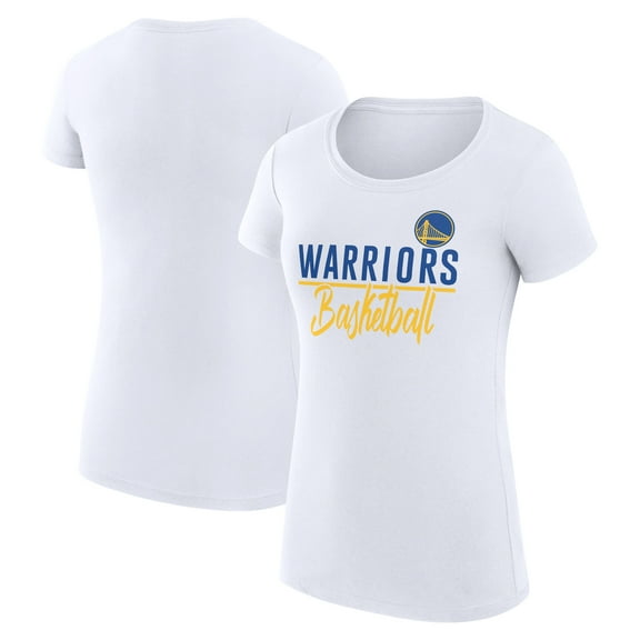 Women's G-III 4Her by Carl Banks White Golden State Warriors Super-Slim Fit Lightweight Team Sport V-Neck T-Shirt