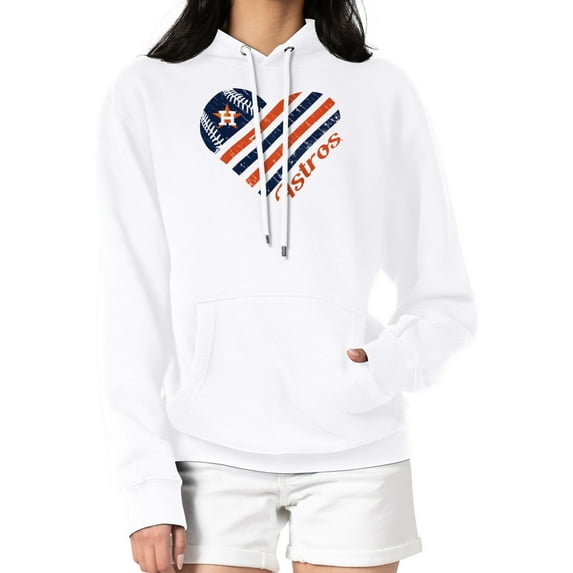Women's G-III 4Her by Carl Banks White Houston Astros Heart Fleece Pullover Hoodie