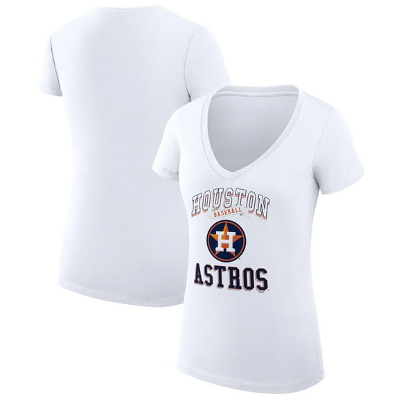Women's G-III 4Her by Carl Banks White Houston Astros Super-Slim Fit Lightweight Team Logo Graphic V-Neck T-Shirt