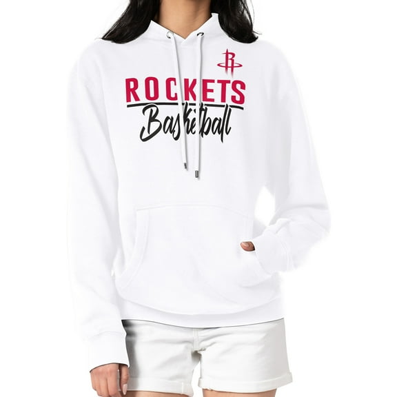 Women's G-III 4Her by Carl Banks White Houston Rockets Graphics Fleece Pullover Hoodie