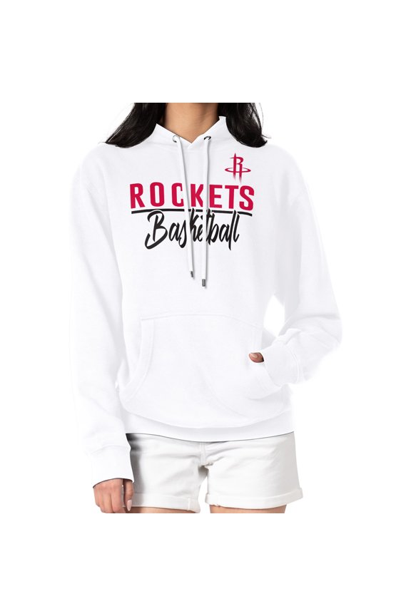 Women's G-III 4Her by Carl Banks White Houston Rockets Graphics Fleece Pullover Hoodie