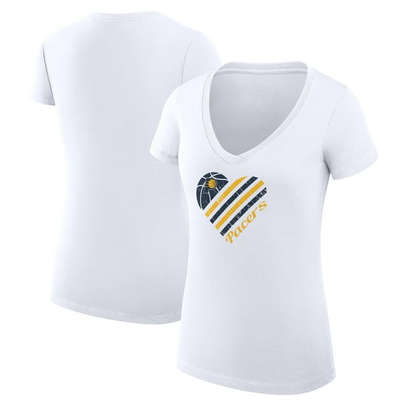 Women's G-III 4Her by Carl Banks White Indiana Pacers Super-Slim Fit Lightweight Heart V-Neck T-Shirt