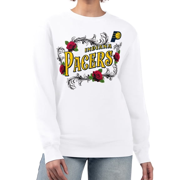 Women's G-III 4Her by Carl Banks White Indiana Pacers Roses Fleece Tri-Blend Sweatshirt