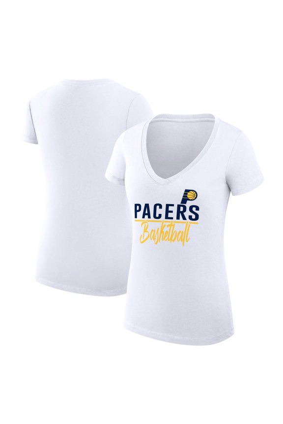 Women's G-III 4Her by Carl Banks White Indiana Pacers Super-Slim Fit Lightweight Team Sport V-Neck T-Shirt