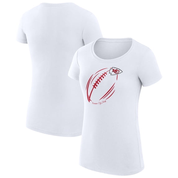 Women's G-III 4Her by Carl Banks White Kansas City Chiefs Super-Slim Fit Lightweight Subtle Football T-Shirt