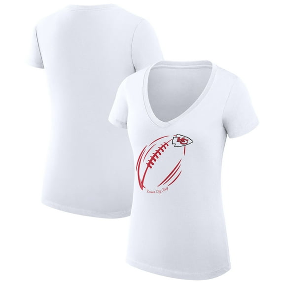 Women's G-III 4Her by Carl Banks White Kansas City Chiefs Super-Slim Fit Lightweight Subtle Football V-Neck T-Shirt