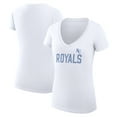 thumbnail image 1 of Women's G-III 4Her by Carl Banks  White Kansas City Royals Dot Print V-Neck Fitted T-Shirt, 1 of 3