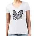 thumbnail image 1 of Women's G-III 4Her by Carl Banks White Kansas City Royals Leopard Heart Fitted V-Neck T-Shirt, 1 of 3