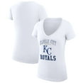 thumbnail image 1 of Women's G-III 4Her by Carl Banks White Kansas City Royals Super-Slim Fit Lightweight Team Logo Graphic V-Neck T-Shirt, 1 of 5