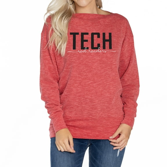 Women's Red Texas Tech Red Raiders Lainey Ribbed Tunic Tri-Blend Pullover Sweatshirt