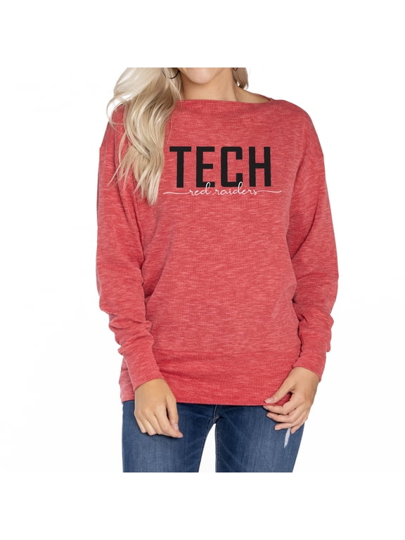 Women's Red Texas Tech Red Raiders Lainey Ribbed Tunic Tri-Blend Pullover Sweatshirt