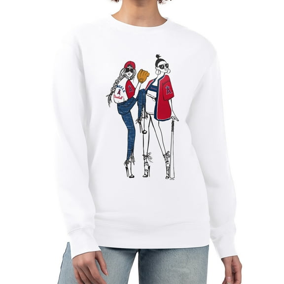 Women's G-III 4Her by Carl Banks White Los Angeles Angels Baseball Girls Fleece Pullover Sweatshirt