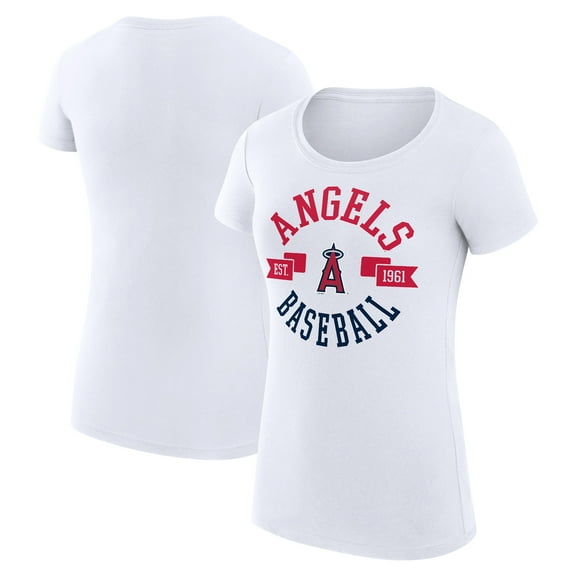 Women's G-III 4Her by Carl Banks White Los Angeles Angels Super-Slim Fit Lightweight City Graphic T-Shirt