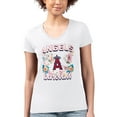 thumbnail image 1 of Women's G-III 4Her by Carl Banks White Los Angeles Angels Super-Slim Fit Lightweight Flowers Graphic V-Neck T-Shirt, 1 of 2