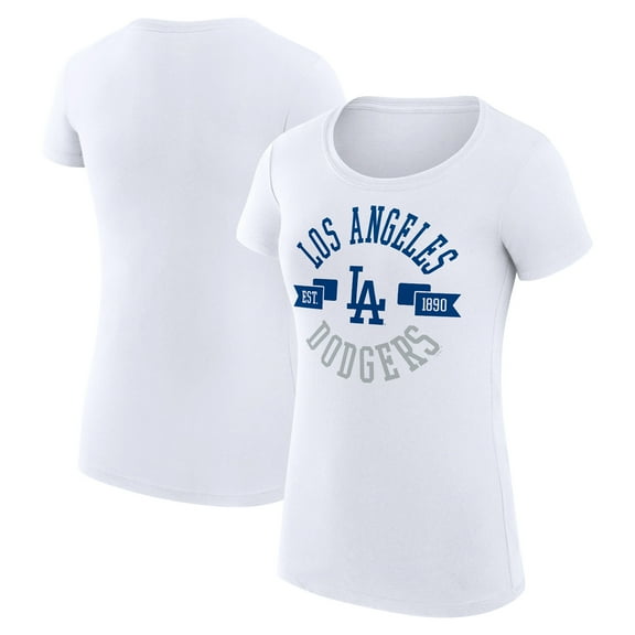 Women's G-III 4Her by Carl Banks White Los Angeles Dodgers Super-Slim Fit Lightweight City Graphic T-Shirt