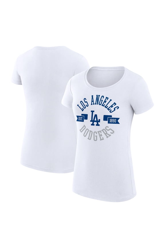 Women's G-III 4Her by Carl Banks White Los Angeles Dodgers Super-Slim Fit Lightweight City Graphic T-Shirt