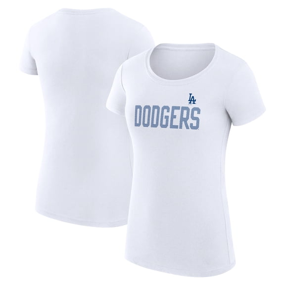 Women's G-III 4Her by Carl Banks White Los Angeles Dodgers Super-Slim Fit Lightweight Dot Print T-Shirt