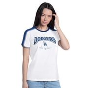 Women's G-III 4Her by Carl Banks White Los Angeles Dodgers First Lane Fashion T-Shirt