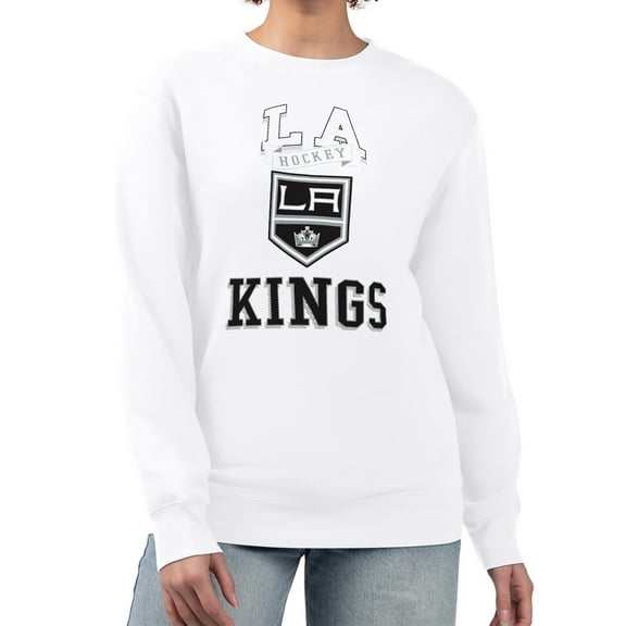 Women's G-III 4Her by Carl Banks White Los Angeles Kings Team Logo Tri-Blend Fleece Pullover Sweatshirt