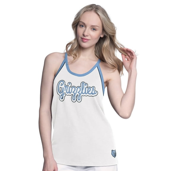Women's G-III 4Her by Carl Banks White Memphis Grizzlies Curveball Racerback Scoop Neck Slub Tank Top