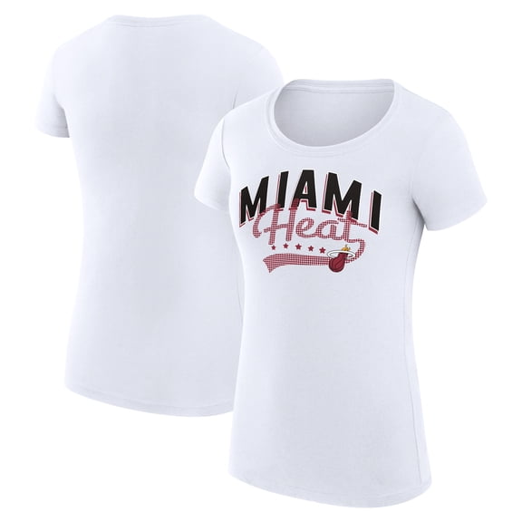 Women's G-III 4Her by Carl Banks White Miami Heat Super-Slim Fit Lightweight Filigree Logo T-Shirt