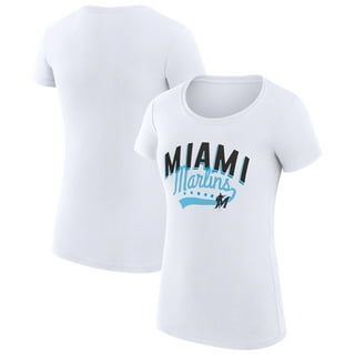 Women's Miami Marlins Touch Black Hail Mary Back Wrap Space-Dye V-Neck T- Shirt