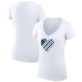 thumbnail image 1 of Women's G-III 4Her by Carl Banks  White Miami Marlins Super-Slim Fit Lightweight Heart V-Neck T-Shirt, 1 of 5