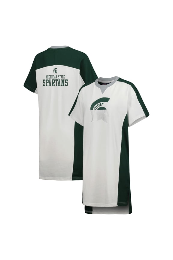 Women's G-III 4Her by Carl Banks White Michigan State Spartans Home Run T-Shirt Dress