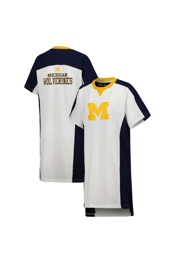 Women's G-III 4Her by Carl Banks White Michigan Wolverines Home Run T-Shirt Dress
