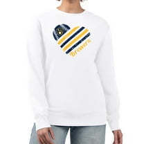 Women's G-III 4Her by Carl Banks White Milwaukee Brewers Heart Logo Fleece Pullover Sweatshirt