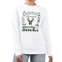 Women's G-III 4Her by Carl Banks White Milwaukee Bucks Collage Team Graphic Fleece Pullover Sweatshirt