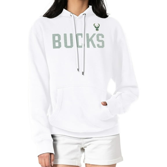 Women's G-III 4Her by Carl Banks  White Milwaukee Bucks Dot Print Pullover Hoodie