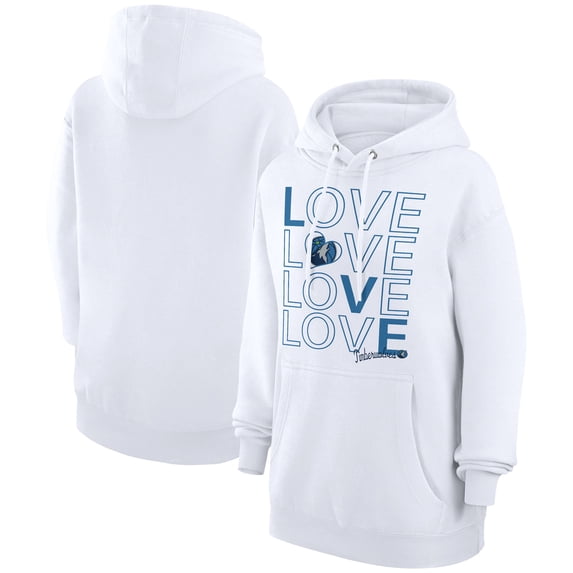 Women's G-III 4Her by Carl Banks White Minnesota Timberwolves Basketball Love Fleece Pullover Hoodie