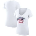 thumbnail image 1 of Women's G-III 4Her by Carl Banks  White Minnesota Twins Filigree Team V-Neck Fitted T-Shirt, 1 of 3