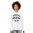 thumbnail image 1 of Women's G-III 4Her by Carl Banks White Minnesota Twins Team Logo Fleece Pullover Sweatshirt, 1 of 2