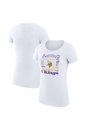 Women's G-III 4Her by Carl Banks White Minnesota Vikings Super-Slim Fit Lightweight Collage Team T-Shirt
